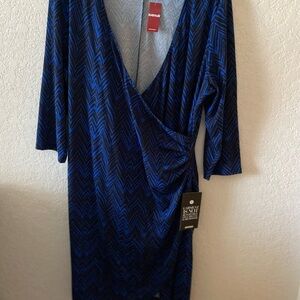 Avenue Royal Blue and Black Long Sleeve Dress
